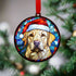 Labrador Yellow in Santa Hat Suncatcher Decoration